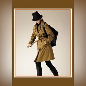 Dana Buchman Y2K Chic Liquid Bronze Metallic Trench Coat Fleece Lined Size Large